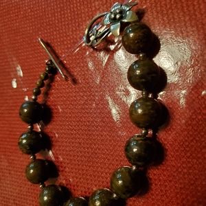 Brown beads w/ sterling silver toggle close